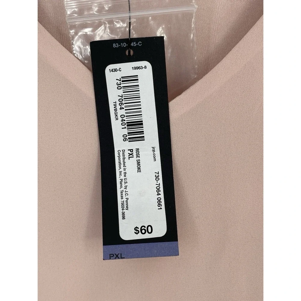 NWT Worthington Womens Dress PXL Shift Rose Smoke Open‎ Sleeves Lined